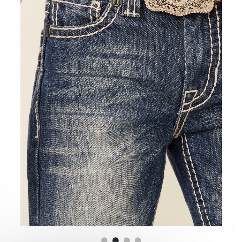 Rock & Roll Blue Relaxed Jeans with Fading and Whiskering Whispering - Picture 7 of 7